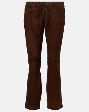 Isabel Marant Vanel Low-Rise Suede Lace-Up Trousers - Brown