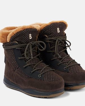 Bogner Verbier Shearling-Trimmed Suede Ankle Boots - Black
