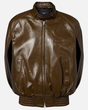 Phoebe Philo Caped Leather Bomber Jacket - Green