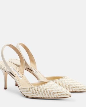 Manolo Blahnik Carolyne Raffia Slingback Court Shoes - Natural