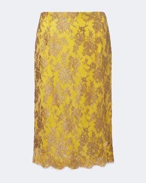 Saint Laurent Lace Pencil Skirt - Yellow
