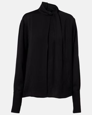 Tom Ford Draped Silk Satin Blouse - Black