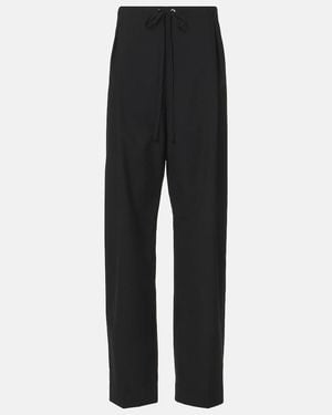 KHAITE Trenton Wool Wide-Leg Pants - Black