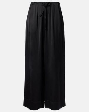 TOTEME Satin Wide-Leg Pants - Black
