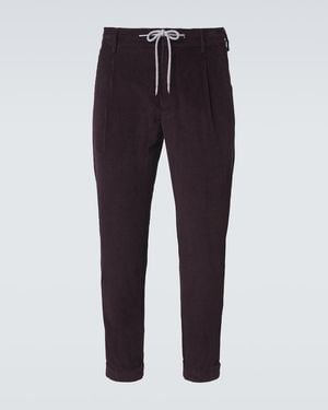 Eleventy Cotton And Cashmere Corduroy Slim Pants - Blue