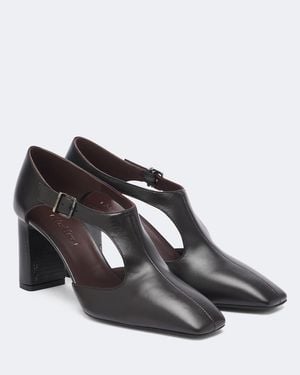 Max Mara Leather Mary Jane Court Shoes - Black
