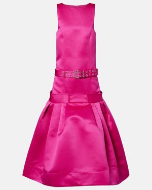 Ganni Midikleid Aus Satin - Pink