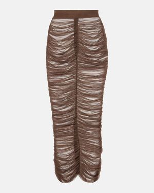 Alex Perry Ruched Mesh Midi Skirt - Brown