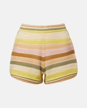 Zimmermann Indra Crochet Striped Cotton Shorts - Yellow