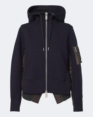 Sacai Sudadera Con Capucha En Mezcla De Algodon - Azul