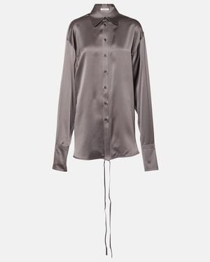 Peter Do Satin Wrap Blouse - Grey