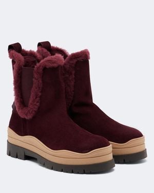 Bogner Bottines Arosa En Daim Et Shearling - Rouge
