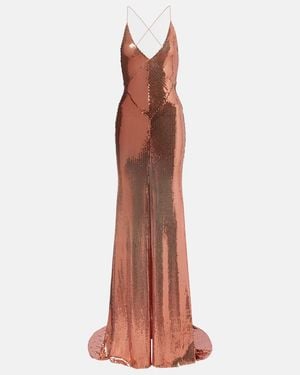 Alex Perry Open-Back Sequined Gown - Brown