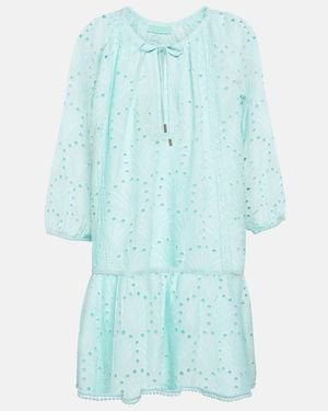 Melissa Odabash Ashley Embroidered Cotton Minidress - Blue