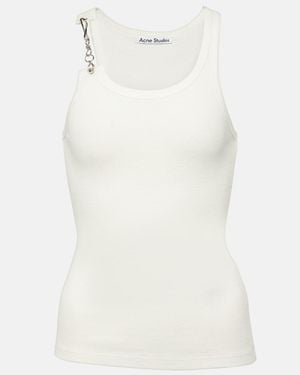 Acne Studios Chain-Detail Cotton Jersey Tank Top - White