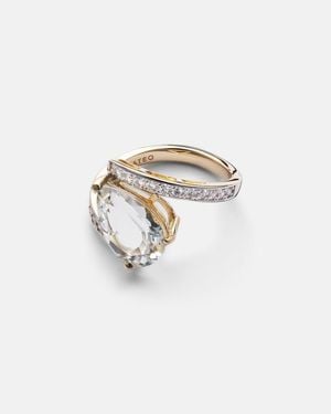 Mateo Slanted Topaz Diamond 14kt Ring - White