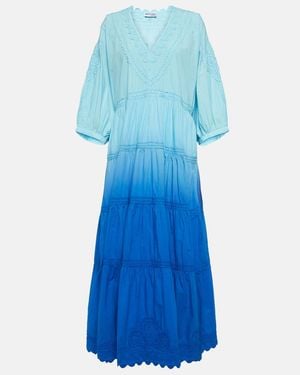 Juliet Dunn Ombre Cotton Poplin Maxi Dress - Blue