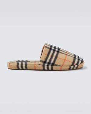 Burberry Check Slippers - Metallic