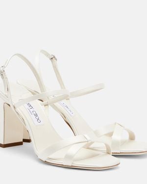 Jimmy Choo Elsy Satin Slingback Sandals - White