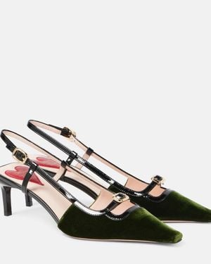 Roger Vivier Viv' Canard Leather-Trimmed Slingback Pumps - Green