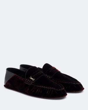 Saint Laurent Loafers Le Loafer Aus Samt - Schwarz