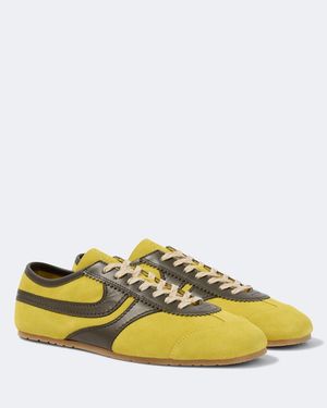 Dries Van Noten Leather-Trimmed Suede Trainers - Yellow