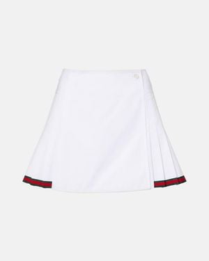 Gucci Web Stripe Cotton Poplin Miniskirt - White