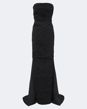 Marmar Halim Vestido Bustier De Saten Plisado - Negro