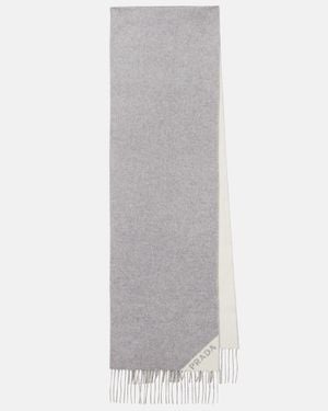 Prada Logo Cashmere Scarf - Grey