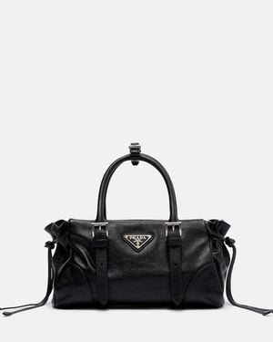 Prada Bonnie Small Leather Top-Handle Bag - Black