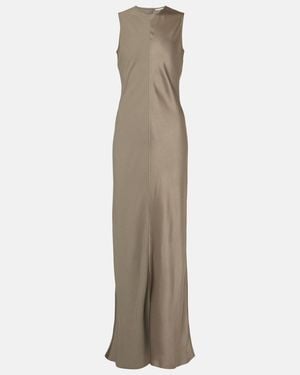 Ami Paris Paneled Satin Maxi Dress - Natural