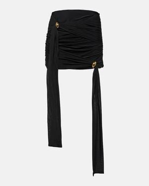 Blumarine Embellished Draped Jersey Miniskirt - Black