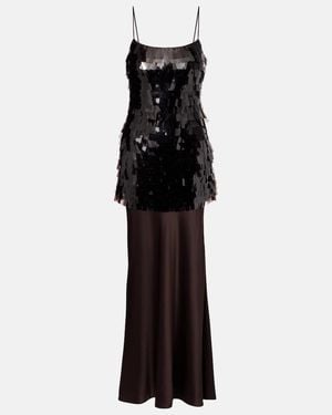 STAUD Mesa Sequined Satin Gown - Black