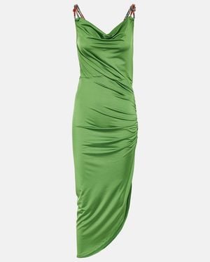 Veronica Beard Biava Beaded Ruched Midi Dress - Green