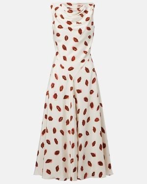 Altuzarra Drina Printed Silk Midi Dress - White