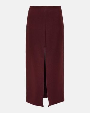 Patou Front-Slit Wool-Blend Midi Skirt - Purple