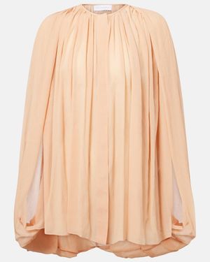 Stella McCartney Draped Silk Chiffon Blouse - Natural