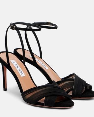 Aquazzura Voile 85 Leather Slingback Sandals - Black