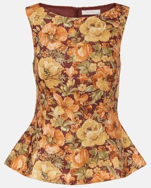 Faithfull the Brand Ana Floral Linen Top - Brown