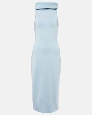 Alaïa Hooded Jersey Midi Dress - Blue