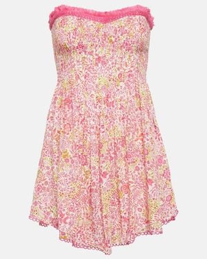 Poupette Claire Floral Strapless Minidress - Pink