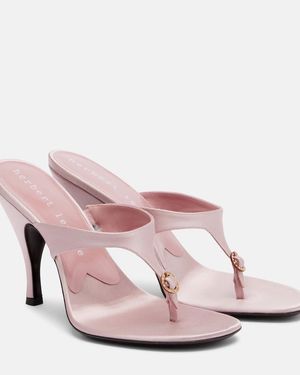 Herbert Levine Kiss And Tell Embellished Satin Thong Sandals - Pink