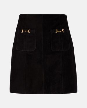 RIXO London Wiley Suede Miniskirt - Black