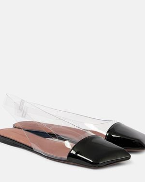 AMINA MUADDI Ane Glass Pvc And Patent Leather Slingback Flats - Black