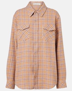 God's True Cashmere Midnight Rose Plaid Cashmere Shirt - Pink