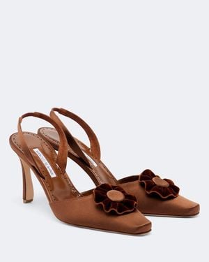 Manolo Blahnik Slingback-Pumps Caulosli Aus Satin - Braun
