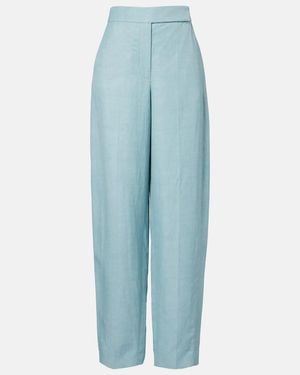 JOSEPH Aix Chambray Wide-Leg Pants - Blue