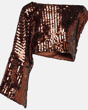 Taller Marmo Eric Sequined One-Shoulder Top - Red