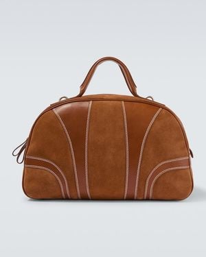 Dries Van Noten Leather-Trimmed Suede Duffel Bag - Brown