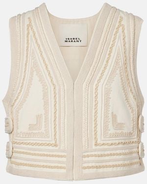 Isabel Marant Blerina Embroidered Cotton Vest - Natural